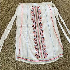 Miss Me Side Ties Embroidered Muslin Skirt Sz L